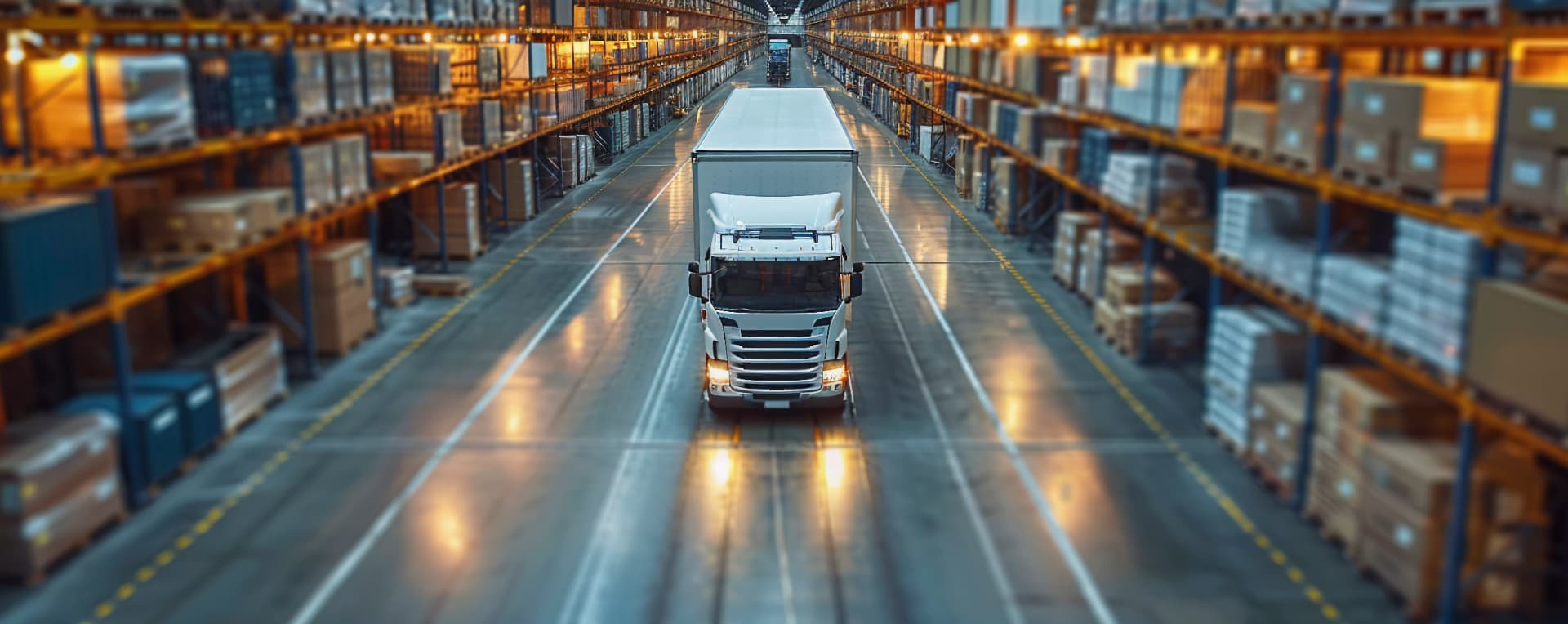 a van inside a warehouse